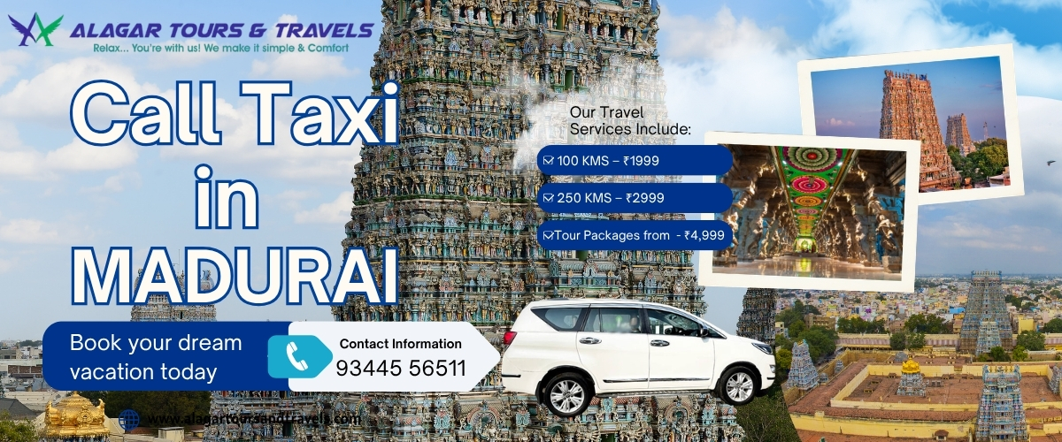 Call taxi in Madurai instant booking Alagar Tours and Travels cab service